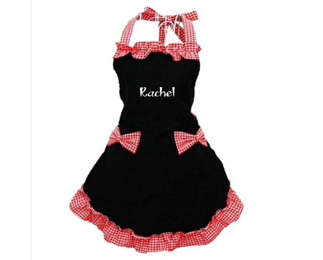 apron red white